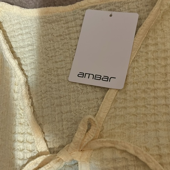 Yellow Textured Women's Tie up Top - Picture 2 of 2